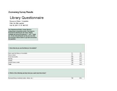 Zoomerang Survey Results  Library Questionnaire Response Status: Completes Filter: No filter applied Feb 18, [removed]:47 AM PST