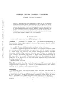 STELLAR THEORY FOR FLAG COMPLEXES  arXiv:1302.5197v3 [math.CO] 6 Aug 2014 FRANK H. LUTZ AND ERAN NEVO