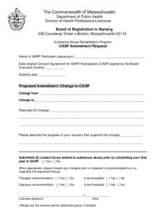 The Commonwealth of Massachusetts Department of Public Health Division of Health Professions Licensure Board of Registration in Nursing 239 Causeway Street • Boston, Massachusetts[removed]Substance Abuse Rehabilitation P