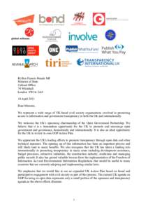 CSO Letter to Rt Hon Francis Maude MP on OGP