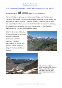 Gran Paradiso Nationalpark - Alpine Wanderung (14. bis 18. Juli 08)  In Zusammenarbeit mit Isenthal, Uri (www.montanara.ch)