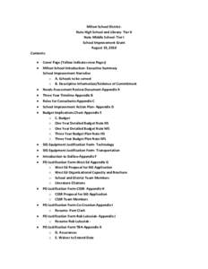 Milton School District‐  Nute High School and Library‐ Tier II  Nute Middle School‐ Tier I  School Improvement Grant  August 19, 2010  Contents: 