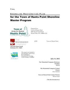 FINAL SHORELINE RESTORATION PLAN for the Town of Hunts Point Shoreline Master Program