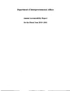 Department of Intergovernmental Affairs  Annual Accountability Report for the Fiscal Year[removed]  Table of Contents