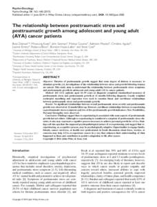 The relationship between posttraumatic stress and posttraumatic growth among adolescent and young adult (AYA) cancer patients