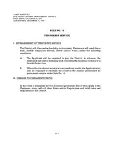 TARIFF SCHEDULE SUN VALLEY GENERAL IMPROVEMENT DISTRICT DATE ISSUED: OCTOBER 16, 1997 LAST REVISED: DECEMBER 13, 1984  RULE NO. 13