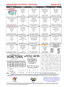 Klamath Falls City Schools - Elementary Harvest of the Month: Corn Monday Tuesday