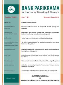 BANK PARIKRAMA A Journal of Banking & Finance Volume XXXIX  Nos. 1 & 2