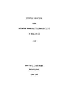 CODE OF PRACTICE FOR OVERALL THERMAL TRANSFER VALUE IN BUILDINGS 1995