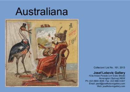 Australiana  Collectors’ List No. 161, 2013 Josef Lebovic Gallery