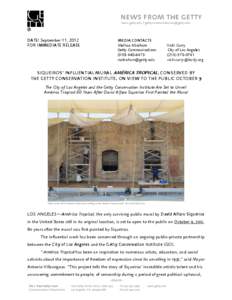 NEWS FROM THE GETTY news.getty.edu | [removed] DATE: September 11, 2012 FOR IMMEDIATE RELEASE