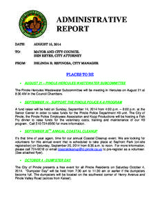 ADMINISTRATIVE REPORT DATE: AUGUST 15, 2014