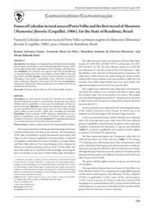 Revista da Sociedade Brasileira de Medicina Tropical 45(1):[removed], jan-fev, 2012  Comunication/Comunicação Fauna of Culicidae in rural areas of Porto Velho and the first record of Mansonia (Mansonia) flaveola (Coquill