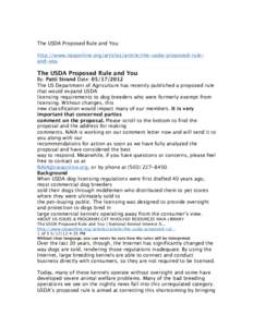 The USDA Proposed Rule and You http://www.naiaonline.org/articles/article/the-usda-proposed-ruleand-you The USDA Proposed Rule and You  By: Patti Strand Date: [removed]