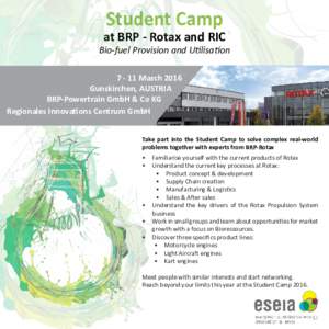 Student Camp  at BRP - Rotax and RIC Bio-fuel Provision and UtilisationMarch 2016