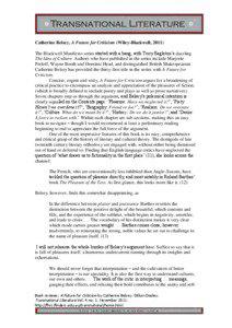 Catherine Belsey, A Future for Criticism (Wiley-Blackwell, 2011) The Blackwell Manifesto series started with a bang, with Terry Eagleton’s dazzling The Idea of Culture. Authors who have published in the series include Marjorie