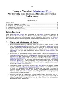 Dharavi / Mukesh Ambani / Antilia / Chhatrapati Shivaji International Airport / Gateway of India / Taj Mahal Palace & Tower / Economy of Mumbai / Public transport in Mumbai / Maharashtra / Mumbai / Transport in Mumbai