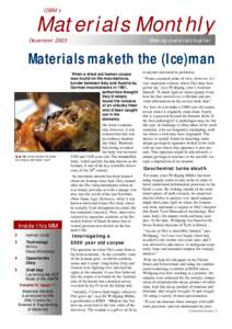CSEM’s  Materials Monthly December[removed]Making materials matter