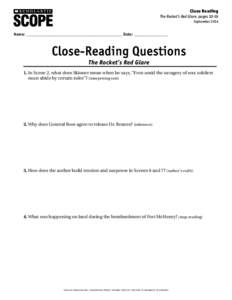 Close Reading  The Rocket’s Red Glare, pages[removed]September 2014 ®