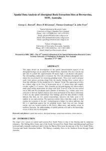 Spatial Data Analysis of Aboriginal Rock Extraction Sites at Brewarrina, NSW, Australia George L. Benwell1, Bruce R McLennan1, Thomas Grasberger1 & John Fryer2