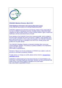 Microsoft Word - CHILD2015 Members Directory March 2014