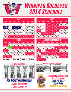 Winnipeg Goldeyes 2014 Schedule May Sun  Mon