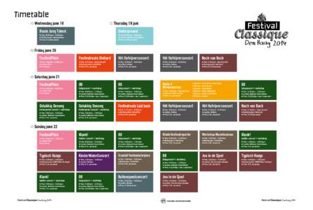 Timetable u Wednesday june 18 u Thursday 19 juni  Route Jong Talent