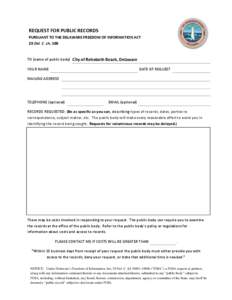 City of Rehoboth Beach, Delaware FOIA Request Form