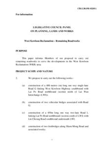 CB[removed])  For information LEGISLATIVE COUNCIL PANEL ON PLANNING, LANDS AND WORKS