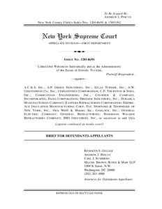 To Be Argued By: ANDREW J. PINCUS New York County Clerk’s Index Nos[removed] &[removed]New York Supreme Court APPELLATE DIVISION — FIRST DEPARTMENT