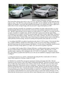 Fuel Economy of a Hybrid Car