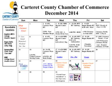 Carteret County Chamber of Commerce December 2014 Sun Mon 1