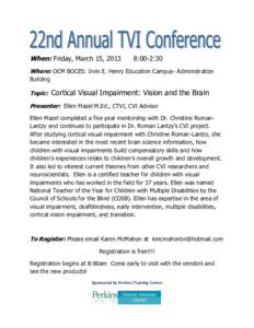 Cortical visual impairment / CVI / LOC4951 / Board of Cooperative Educational Services / Government of New York / Visual impairment