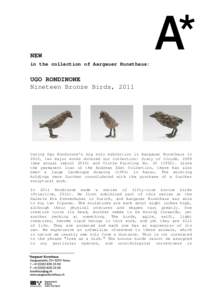 NEW in the collection of Aargauer Kunsthaus: UGO RONDINONE Nineteen Bronze Birds, 2011