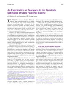 August[removed]An Examination of Revisions to the Quarterly Estimates of State Personal Income