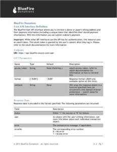 BlueFire Donations  User API Interface Definition The BlueFire User API interface allows you to retrieve a donor or payer’s billing address and their payment information (including a unique token that identifies thei