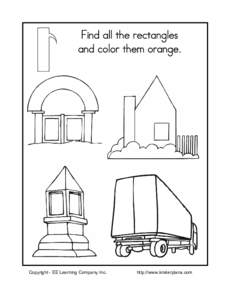 Find all the rectangles and color them orange. Copyright - EE Learning Company Inc.  http://www.kinderplans.com