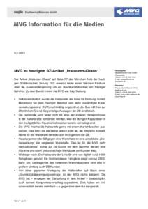 MVG zu heutigem SZ-Artikel „Instanzen-Chaos“