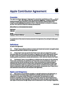 Apple	
  Contributor	
  Agreement	
  	
    	
    