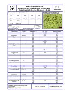 Werkstoffdatenblatt  WD 005 Austenitisches Gusseisen mit Kugelgraphit EN-GJSA-XNiCr35-3 (Nr. EN-JS3101, D-5B)
