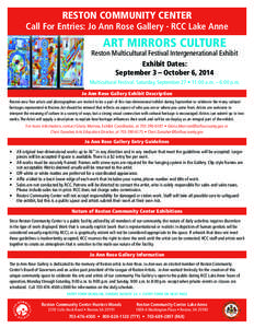 Reston Community Center  Call For Entries: Jo Ann Rose Gallery - RCC Lake Anne Art Mirrors Culture