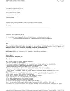 REPUBLIC OF SOUTH AFRICA  Page 1 of 20 REPUBLIC OF SOUTH AFRICA SUPERIOR COURTS BILL