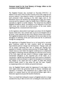 Statement issued by the Iraqi Ministry of Foreign Affairs on the conclusion of the Baghdad Summit The Baghdad Summit was concluded on Thursday[removed]In addition to the report of the Secretary General of the Arab Le