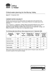 Critical water planning for the Murray Valley: Issue 27 | 15 September 2009