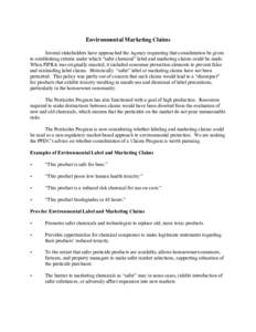 U.S. EPA - Environmental Marketing Claims - PPDC Presentation