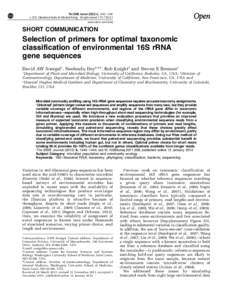 The ISME Journal[removed], 1440–1444 & 2012 International Society for Microbial Ecology All rights reserved[removed]www.nature.com/ismej SHORT COMMUNICATION