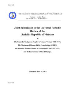 [Type text]  THE COUNCIL OF INDIGENOUS PEOPLES IN TODAY’S VIETNAM