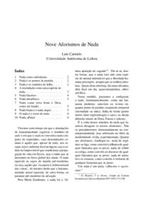 Nove Aforismos de Nada Luís Carmelo Universidade Autónoma de Lisboa Índice 1 Nada como substância. . . . . . .