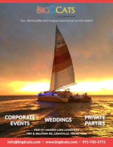 Fun, Memorable and Unique Experiences on the Water!  Corporate Events  Weddings