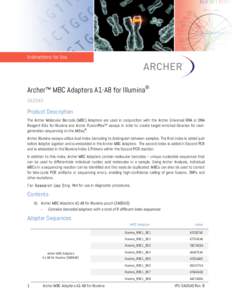 Instructions for Use  Archer™ MBC Adapters A1-A8 for Illumina® SA0040  Product Description